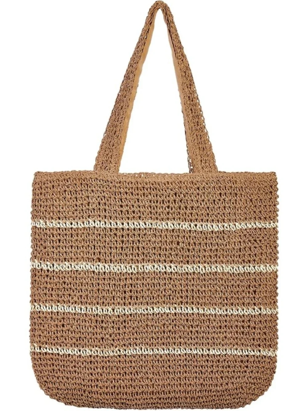Handmade Woven Straw Beach Tote Bag - Large Capacity Summer Shoulder Bag